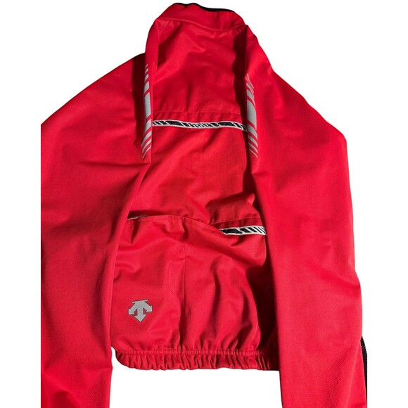 VINTAGE DESCENTE LONG SLEEVE CYCLING JACKET M RED Pockets Full Zip High Neck - Picture 7 of 12